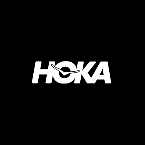 Logo Hoka blanc sur fond noir