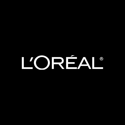 Logo L'Oréal blanc sur fond noir