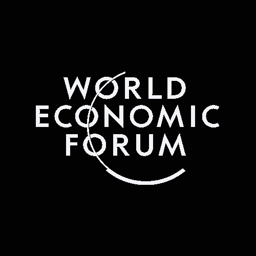 Logo World Economic Forum blanc sur fond noir